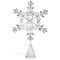Ornativity Flower Snowflake Tree Topper – Silver Glitter Intricate Designed Floral Snowflake Shaped Ornament with Sparkling Gem Detailed Christmas Star Tree Top Decorations